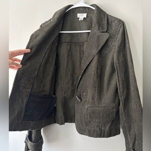 Y2K Grunge Grey Indie Dark Green Preppy Blazer Corduroy Boho Jacket Medium Large